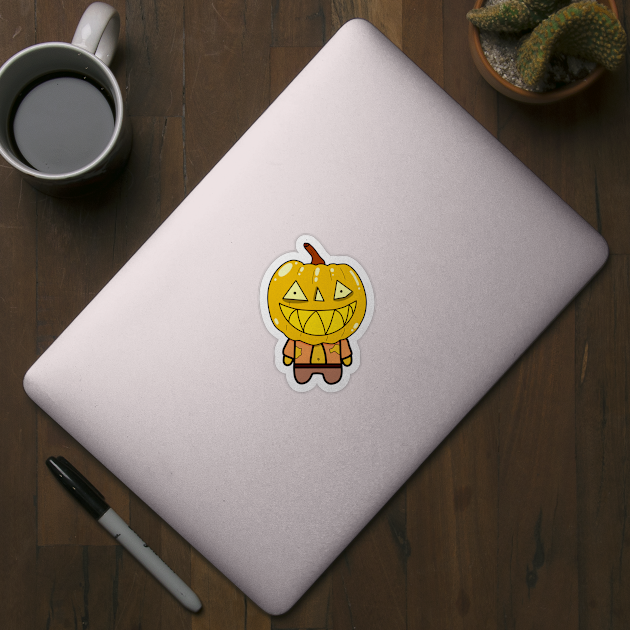 Yellow Zombie Pumpkin Man of Halloween by BoboSong